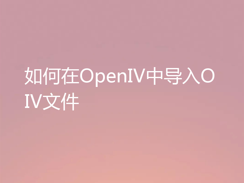如何在OpenIV中导入OIV文件