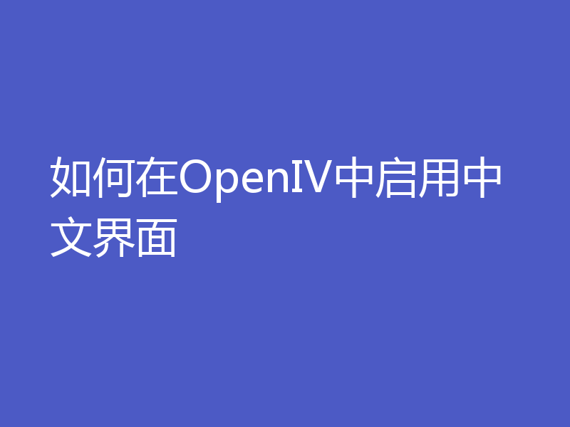 如何在OpenIV中启用中文界面
