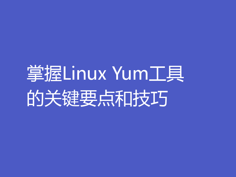掌握Linux Yum工具的关键要点和技巧