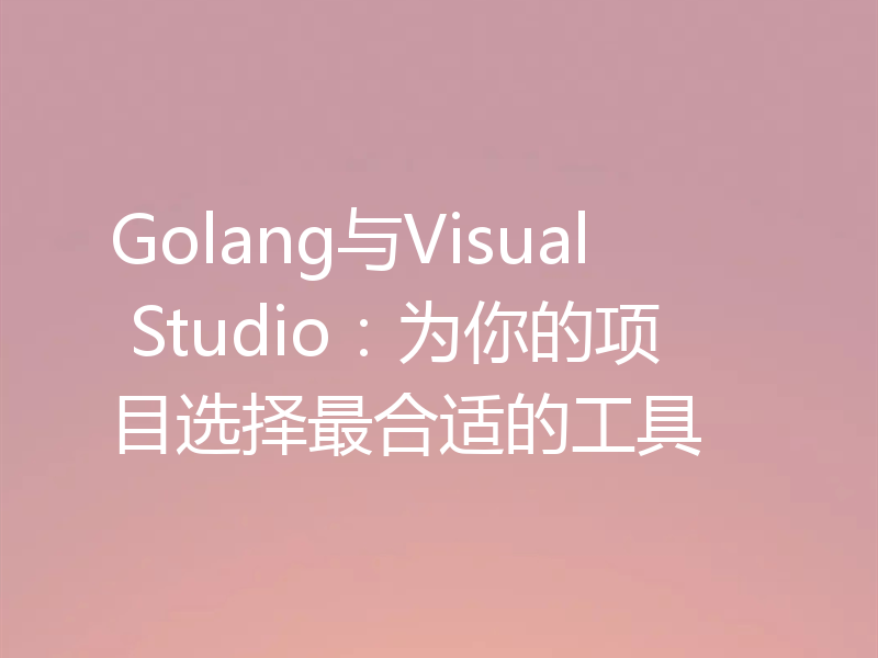 Golang与Visual Studio：为你的项目选择最合适的工具