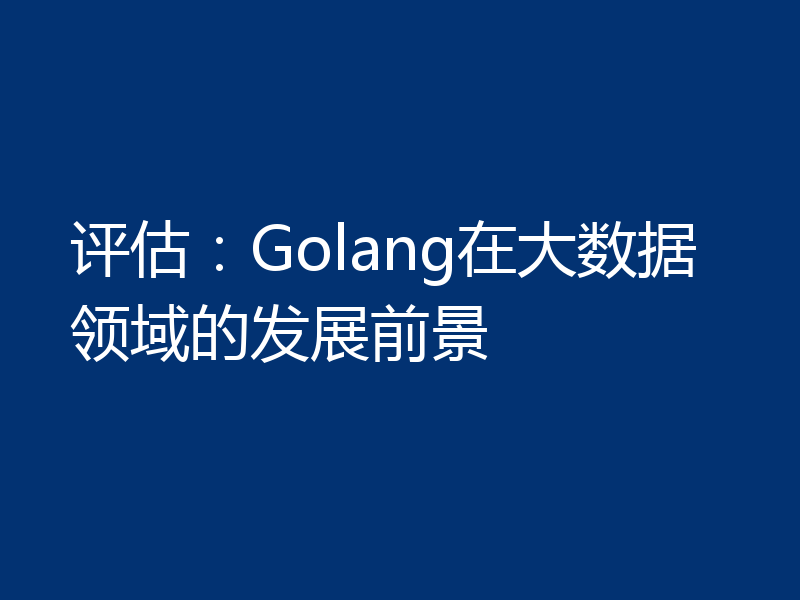 评估：Golang在大数据领域的发展前景