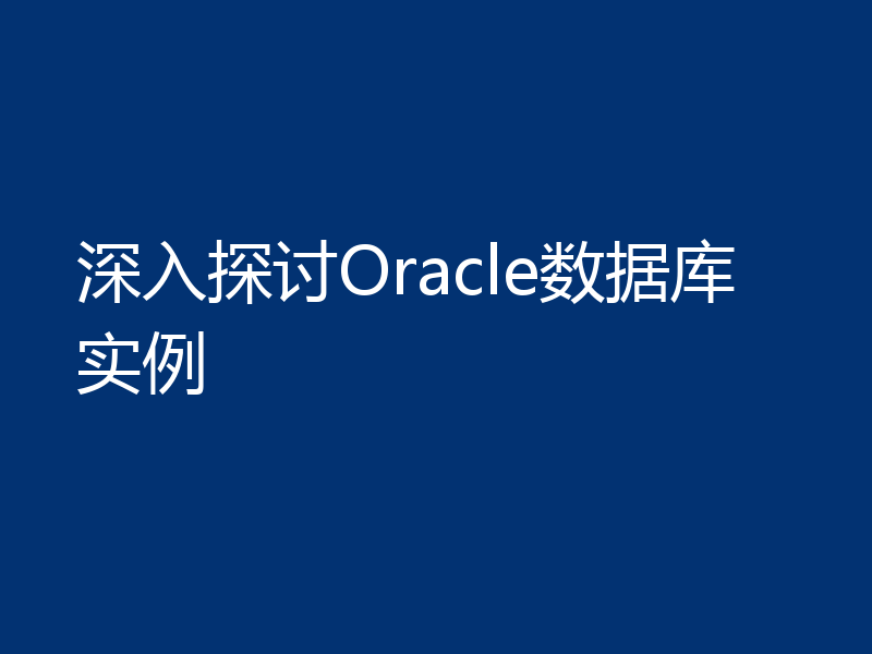 深入探讨Oracle数据库实例