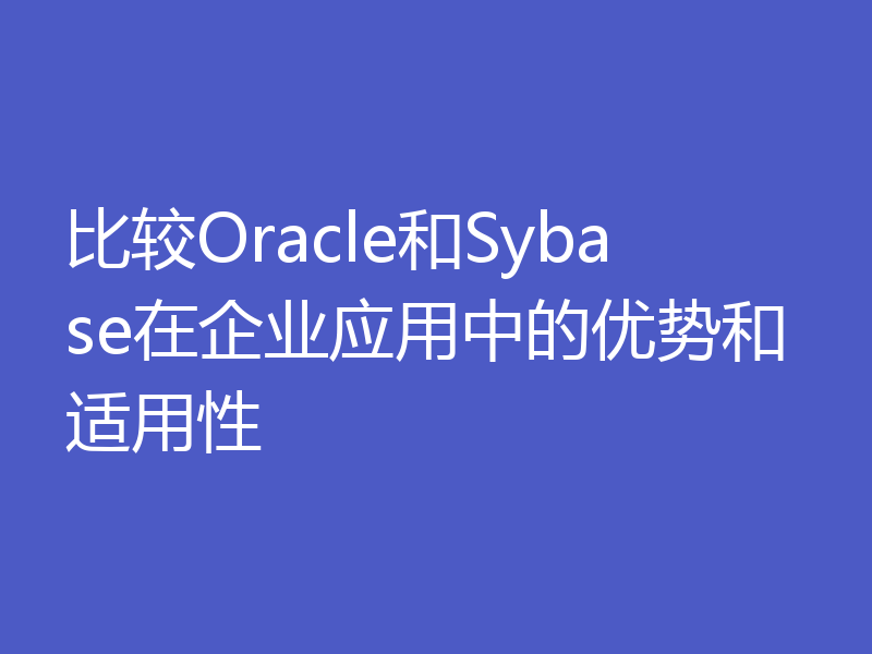 比较Oracle和Sybase在企业应用中的优势和适用性