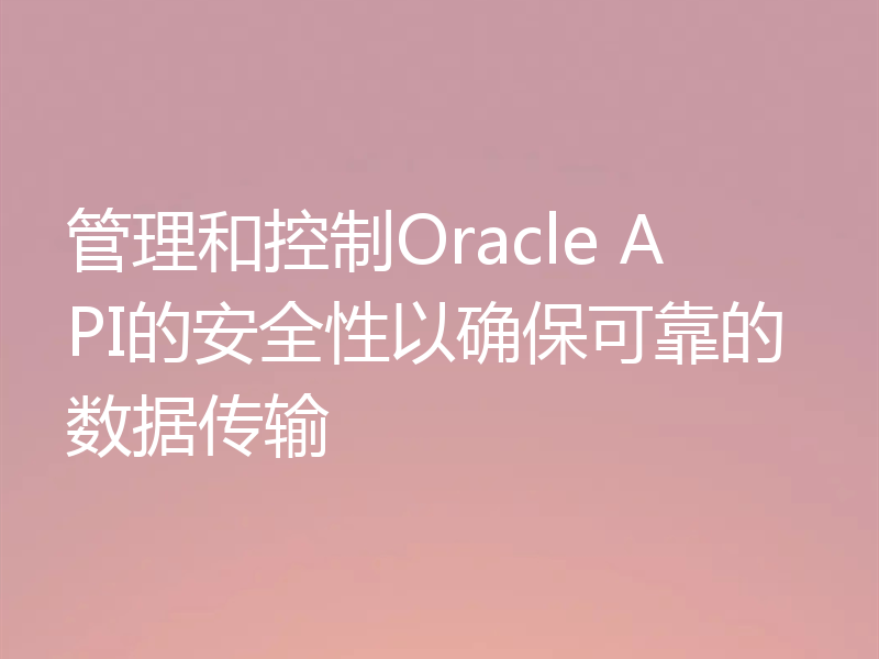 管理和控制Oracle API的安全性以确保可靠的数据传输