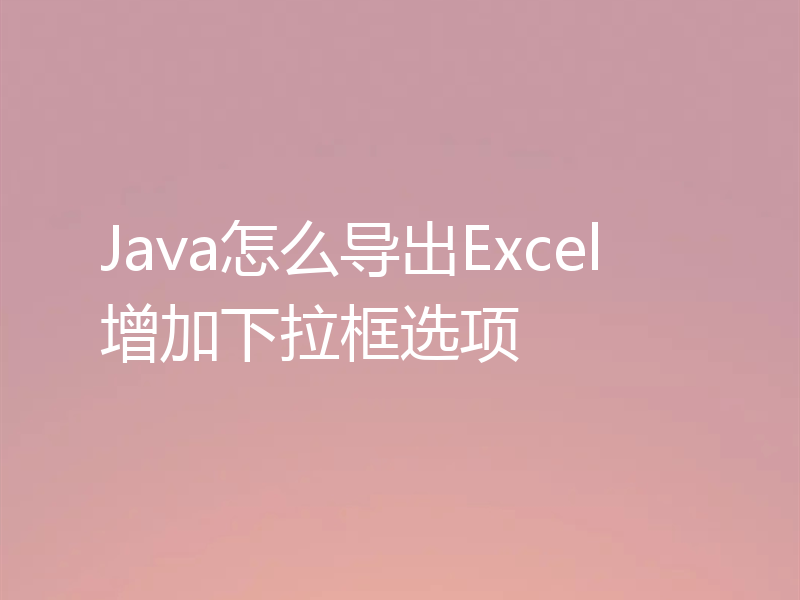 Java怎么导出Excel增加下拉框选项