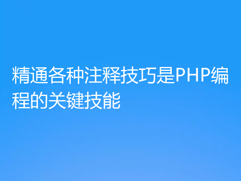 精通各种注释技巧是PHP编程的关键技能