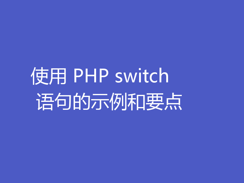 使用 PHP switch 语句的示例和要点