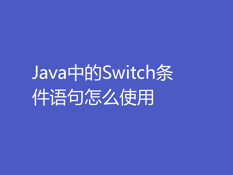 Java中的Switch条件语句怎么使用