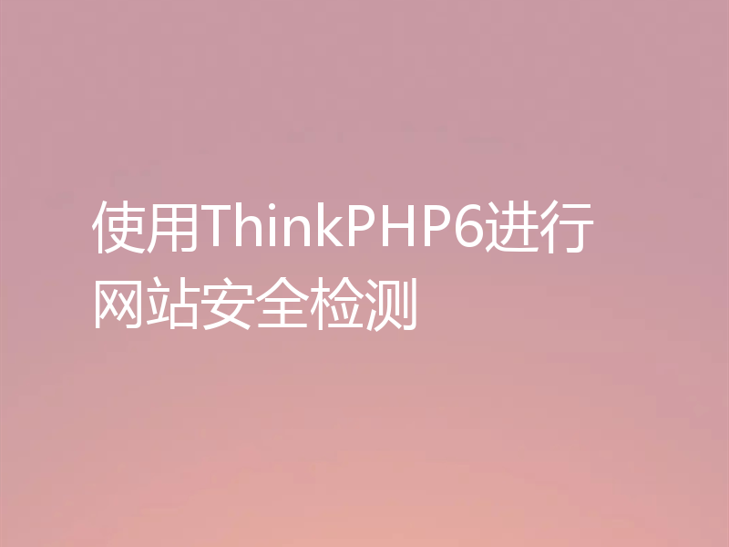 使用ThinkPHP6进行网站安全检测