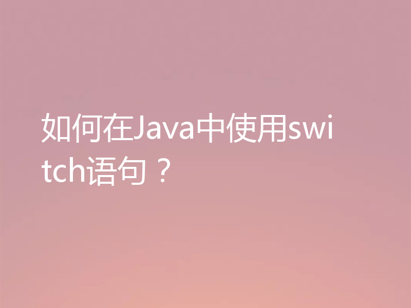 如何在Java中使用switch语句？