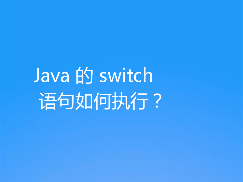 Java 的 switch 语句如何执行？