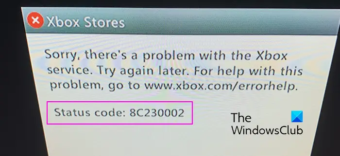 解决Xbox错误代码8C230002