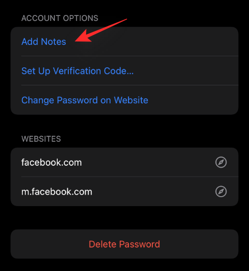 如何在iPhone上为保存的密码添加注释