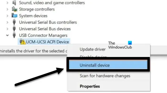 Windows 11/10中的UCM—UCSI VPI设备驱动程序错误