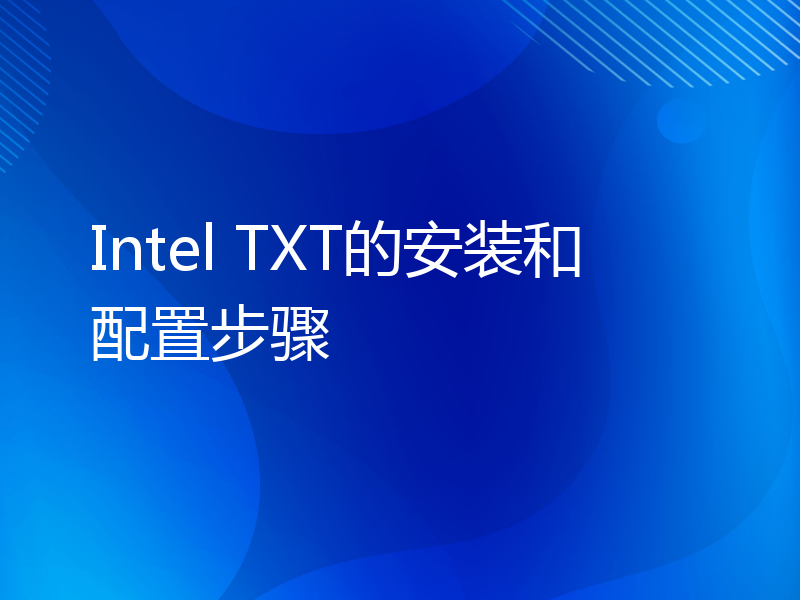 Intel TXT的安装和配置步骤