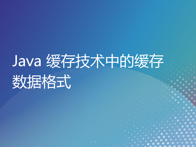 Java 缓存技术中的缓存数据格式