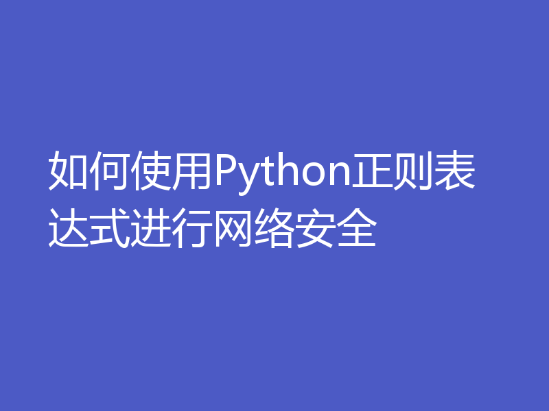 如何使用Python正则表达式进行网络安全