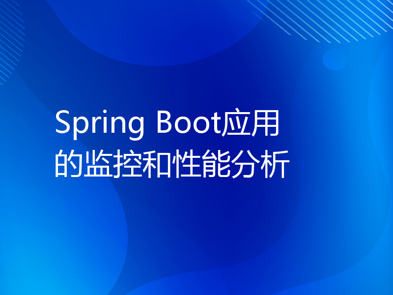 Spring Boot应用的监控和性能分析