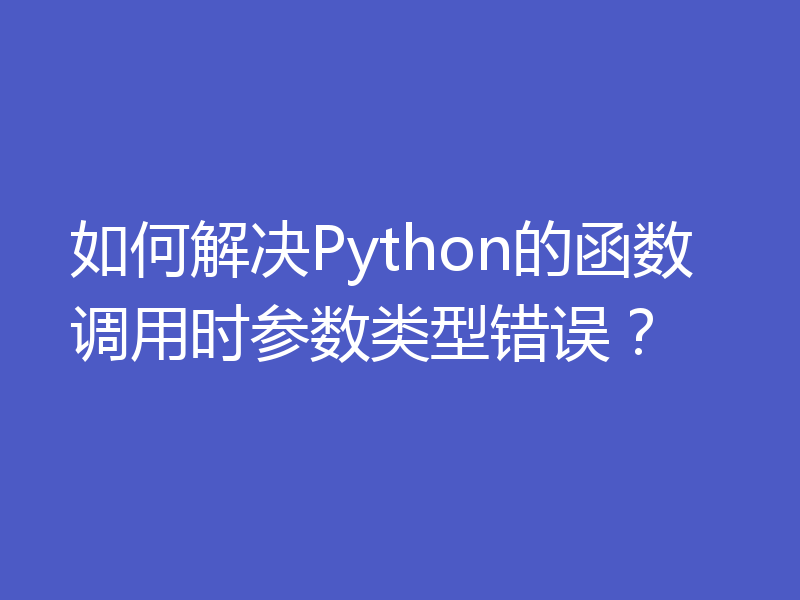 如何解决Python的函数调用时参数类型错误？