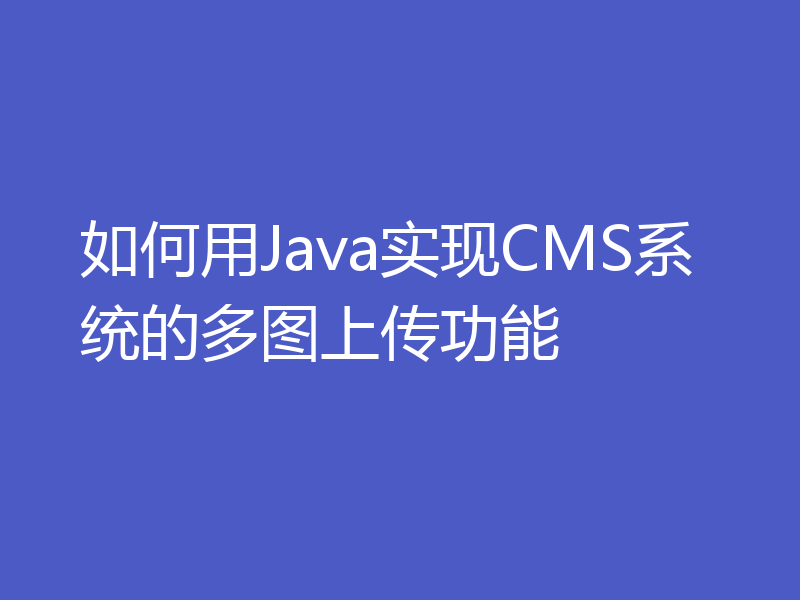 如何用Java实现CMS系统的多图上传功能