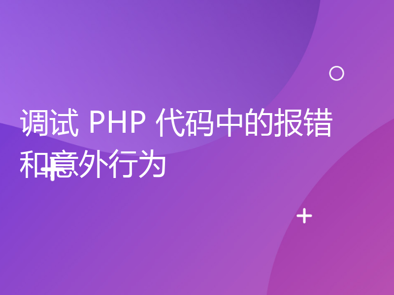 调试 PHP 代码中的报错和意外行为