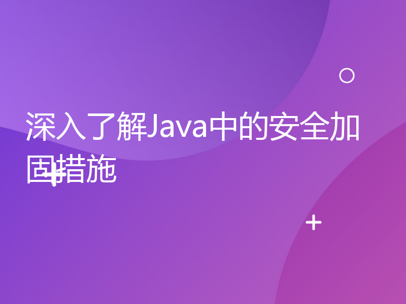 深入了解Java中的安全加固措施