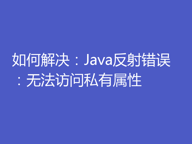 如何解决：Java反射错误：无法访问私有属性