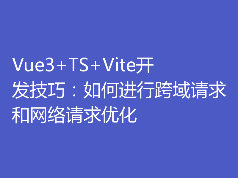 Vue3+TS+Vite开发技巧：如何进行跨域请求和网络请求优化