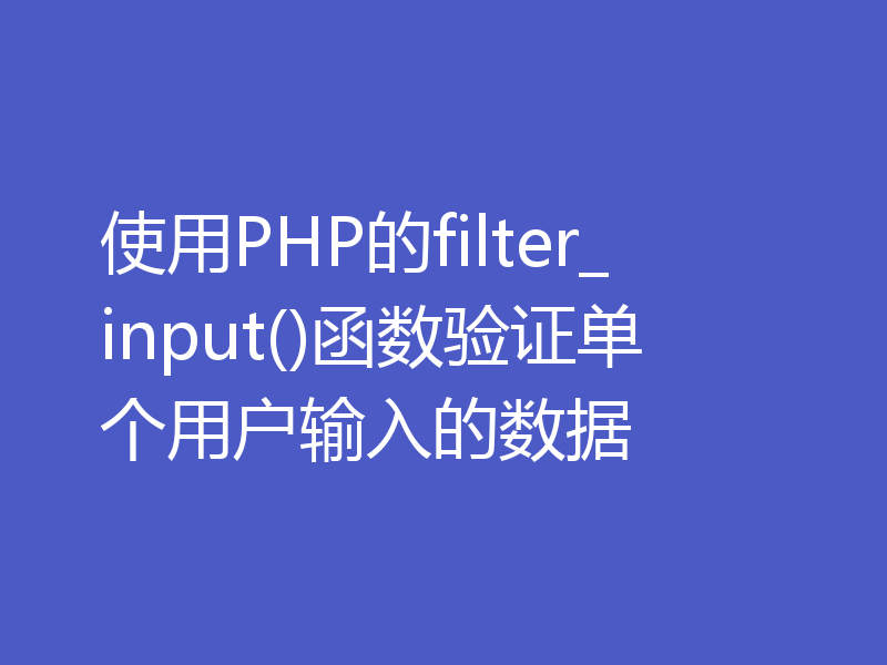 使用PHP的filter_input()函数验证单个用户输入的数据