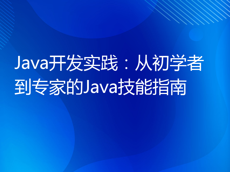 Java开发实践：从初学者到专家的Java技能指南