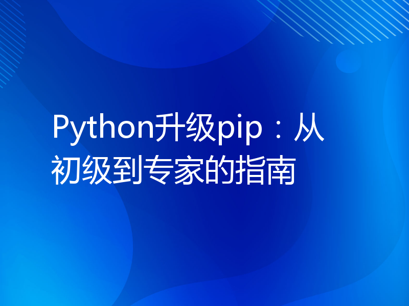 Python升级pip：从初级到专家的指南