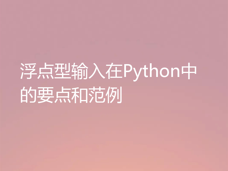 浮点型输入在Python中的要点和范例