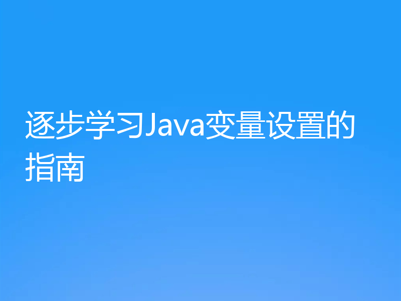逐步学习Java变量设置的指南