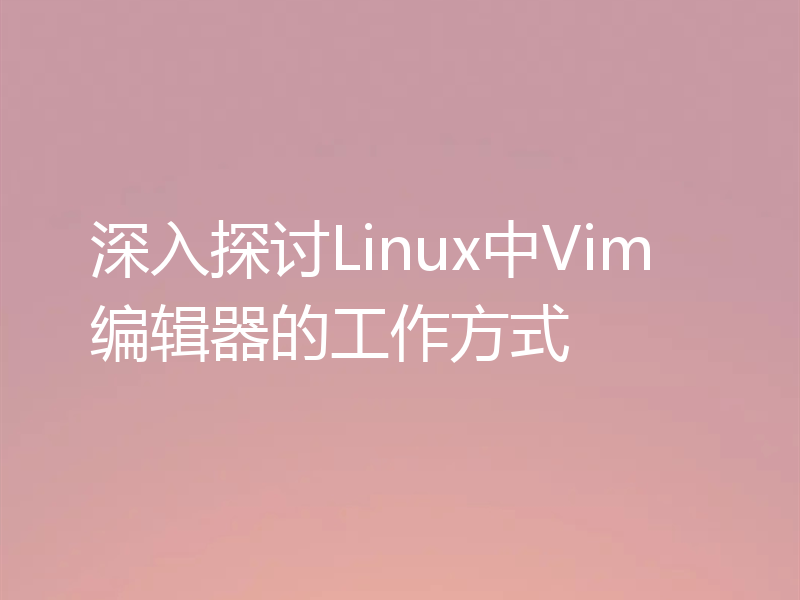 深入探讨Linux中Vim编辑器的工作方式