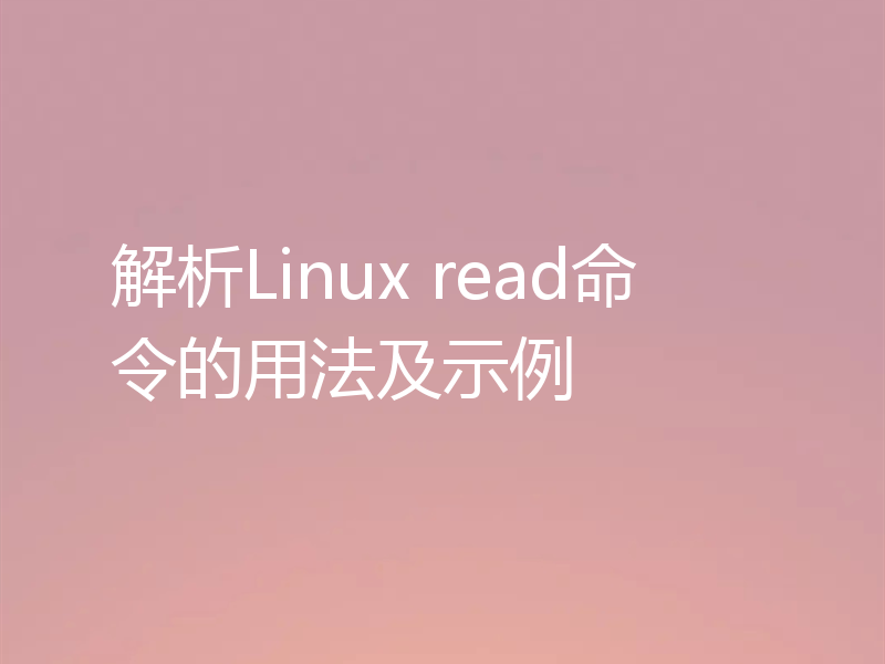 解析Linux read命令的用法及示例
