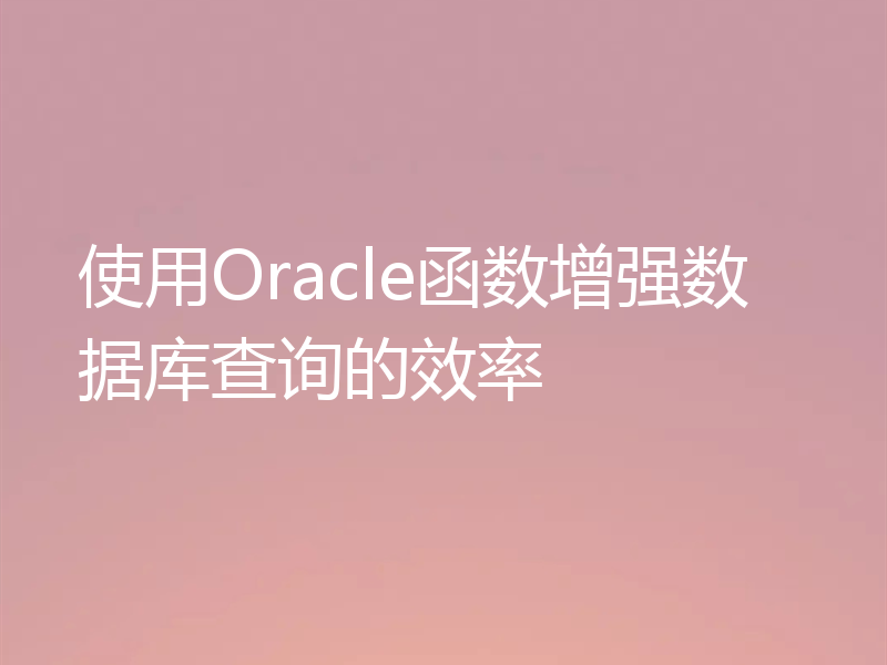使用Oracle函数增强数据库查询的效率