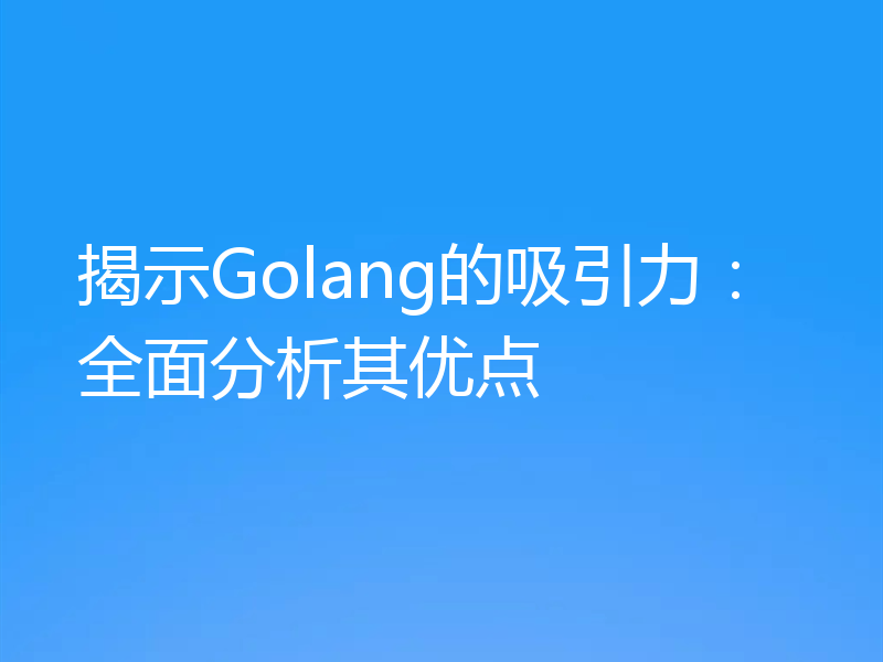 揭示Golang的吸引力：全面分析其优点