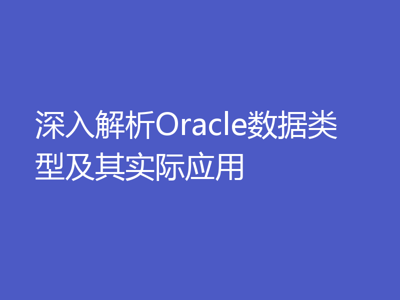 深入解析Oracle数据类型及其实际应用