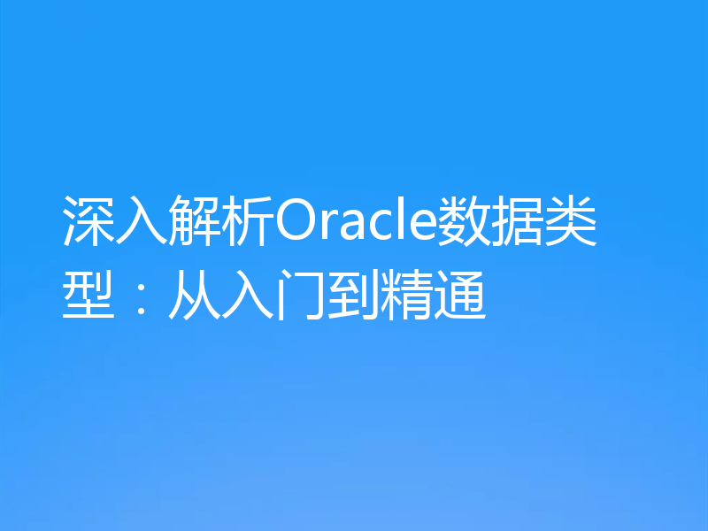 深入解析Oracle数据类型：从入门到精通