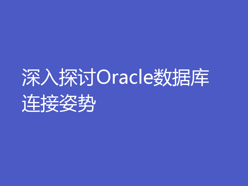 深入探讨Oracle数据库连接姿势