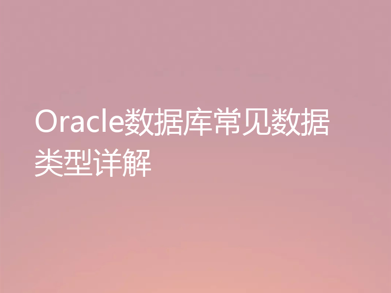 Oracle数据库常见数据类型详解