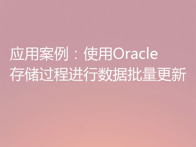 应用案例：使用Oracle存储过程进行数据批量更新