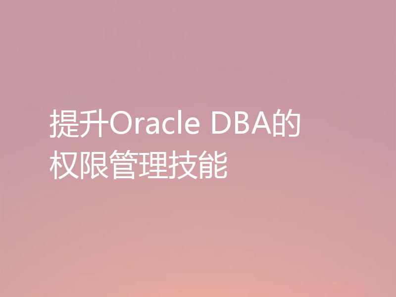 提升Oracle DBA的权限管理技能