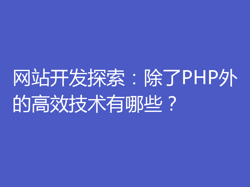 网站开发探索：除了PHP外的高效技术有哪些？