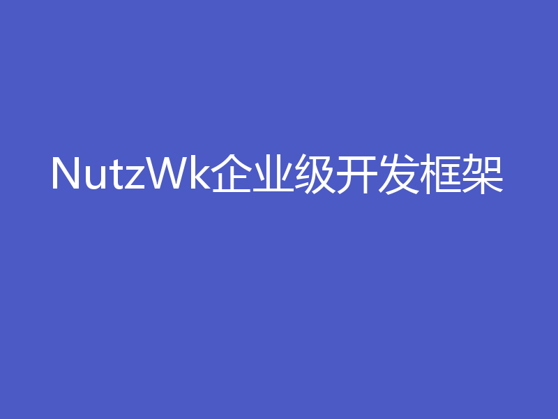 NutzWk企业级开发框架