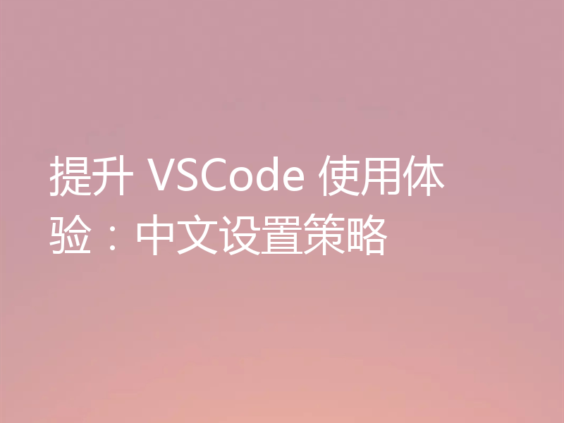 提升 VSCode 使用体验：中文设置策略