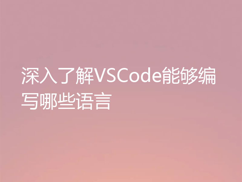 深入了解VSCode能够编写哪些语言