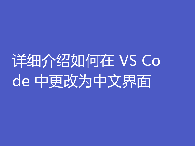 详细介绍如何在 VS Code 中更改为中文界面