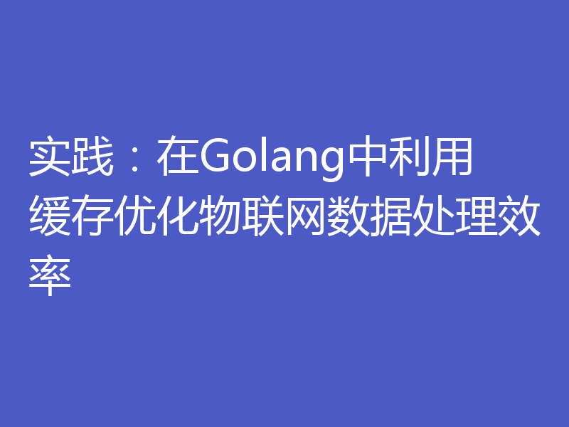 实践：在Golang中利用缓存优化物联网数据处理效率