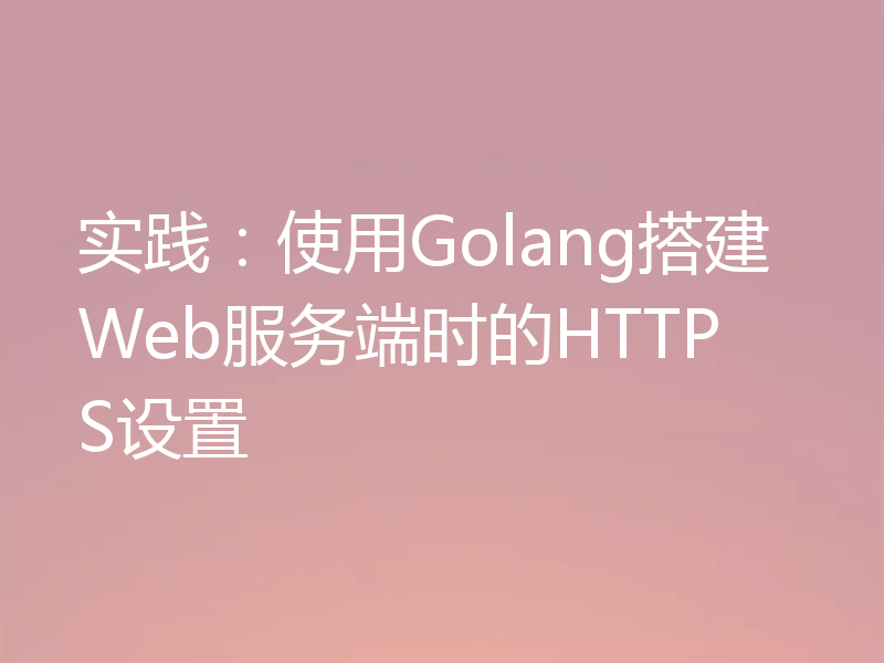 实践：使用Golang搭建Web服务端时的HTTPS设置